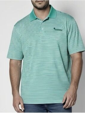 Bermuda Sands Hermann Park Turquoise Striped Polo Shirt
